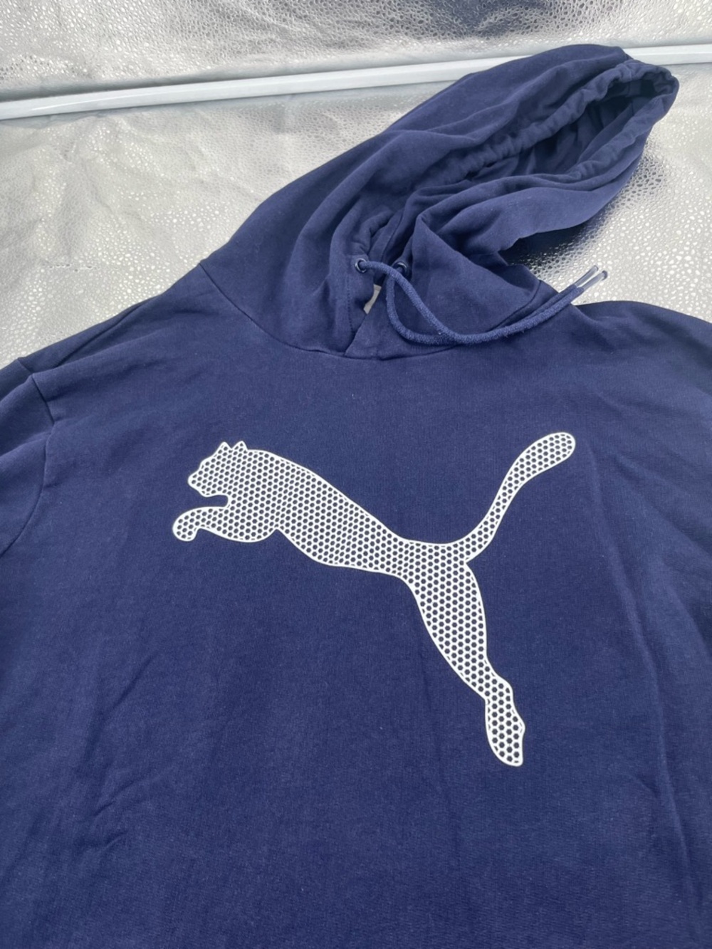 Puma Men’s Navy Crewneck Hoodie with White Logo - Picture 2 of 8